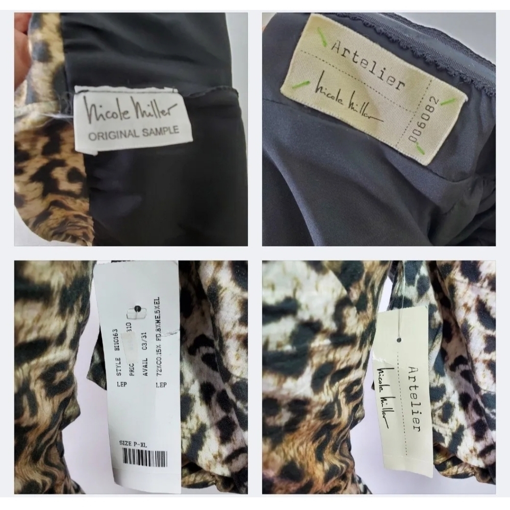 NEW Revolve Nicole Miller Top Petite Small Off Shoulder Leopard Puff Sleeves PS‎ - Picture 8 of 12